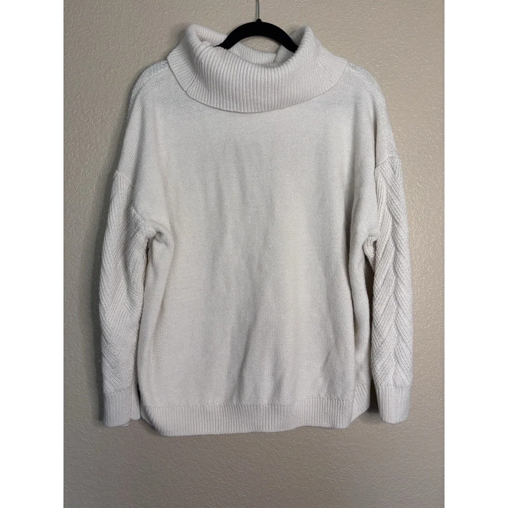 Lane Bryant 18/20 White Knit Turtleneck  Sweater Plus SZ Cabincore‎ Cozy Holiday